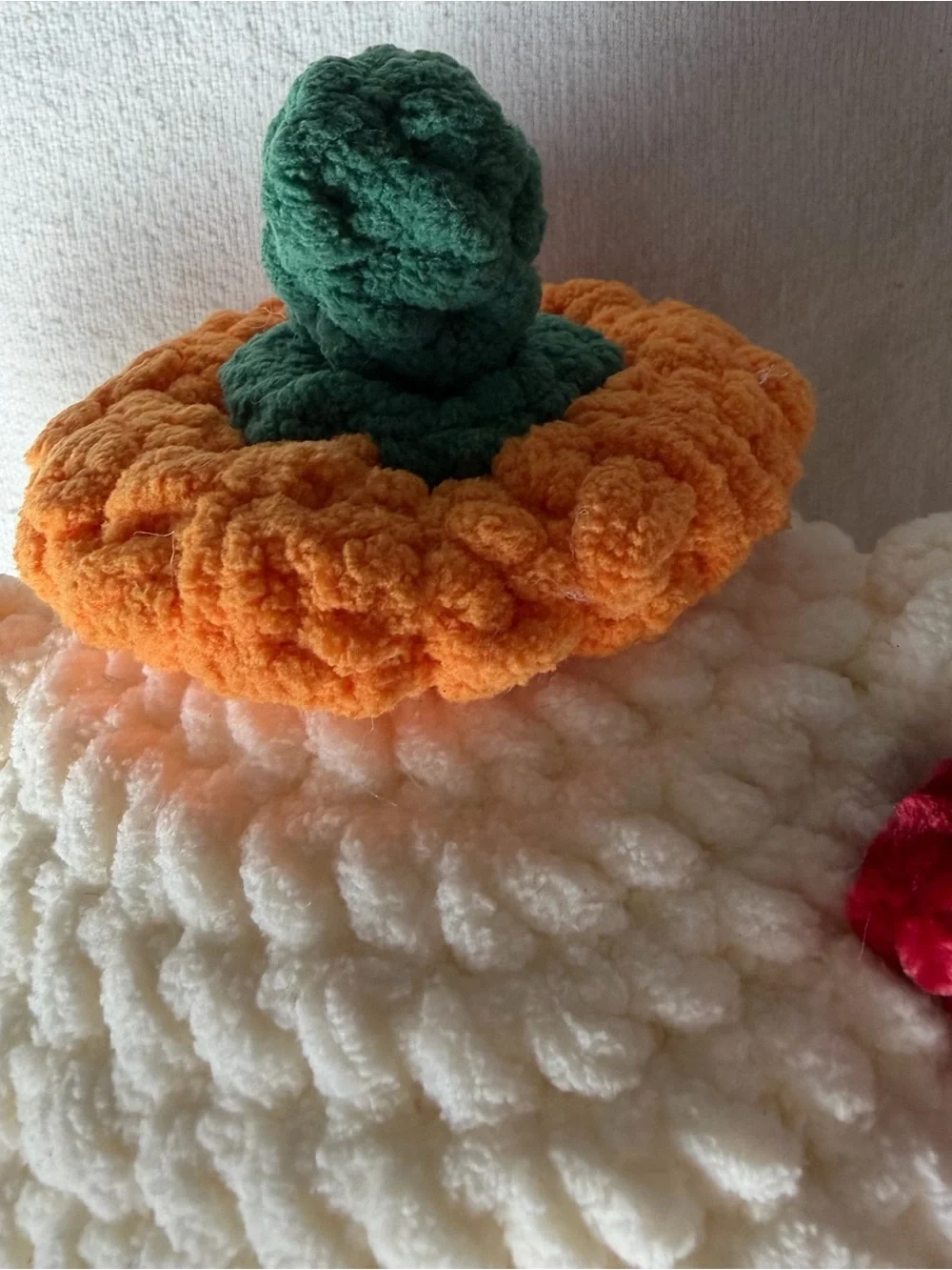 Handmade White & Orange Plush Hello kitty in Pumpkin Outfit - Cute Fall Pet Toy